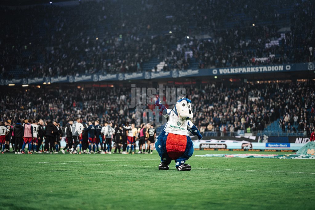 Fußball | Männer | Saison 2024/2025 | 2. Fußball-Bundesliga | 27. Spieltag | Hamburger SV vs. SV 07 Elversberg | 28.03.2025 | Dino Hermann zeigt einen Daumen