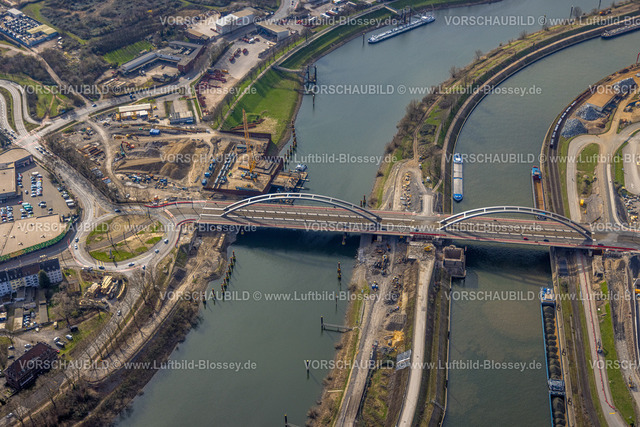 Duisburg240304294 | Luftbild, Duisport - Duisburger Hafen, Karl-Lehr-Brücke zwischen Kaßlerfeld und Ruhrort, Ruhrort, Duisburg, Ruhrgebiet, Nordrhein-Westfalen, Deutschland, Duisburg-N