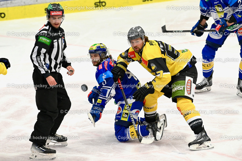 EC IDM Wärmepumpen VSV vs. HC Pustertal | GATOL-SCHAFRANEK MAXIMILIAN Referee, #9 RAUCHENWALD Alexander EC VSV, #67 Frycklund Mats Mikael HC PUSTERTAL, EC IDM Wärmepumpen VSV vs. HC Pustertal, EC IDM Wärmepumpen VSV vs. HC Pustertal am 15.11.2024 in Villach (Stadthalle Villach), Austria, (Photo by Bernd Stefan)