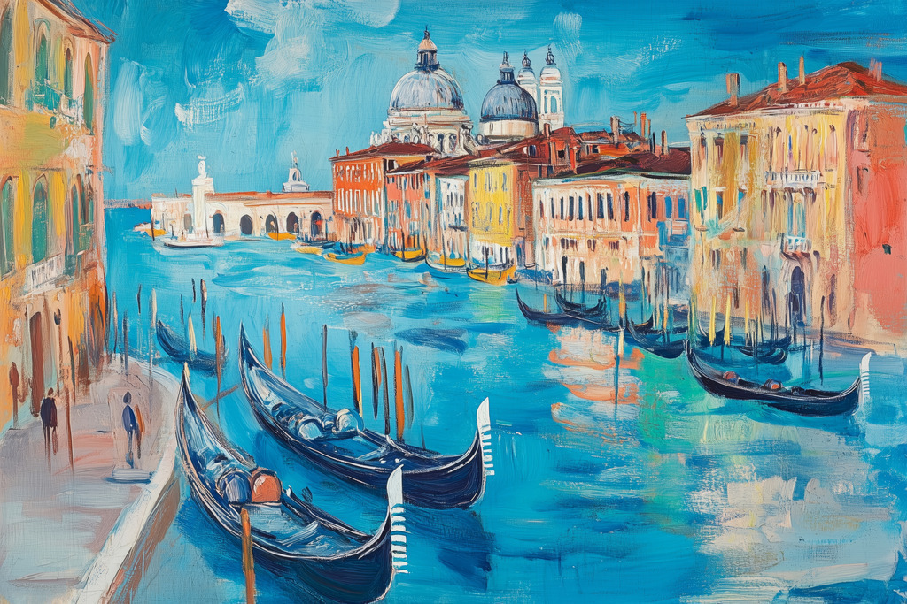 2412027 - Canal Grande | Blick auf den Canal Grande in Venedig im Stil eines Gemäldes.