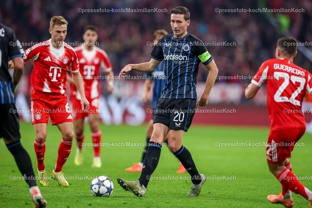 UCL22102501089 | 22.10.2025, Fußball, UEFA Champions League, FC Bayern München - Club Brügge, Allianz Arena, Saison 2025 2026: Tom Bischof (FC Bayern Muenchen #20) Regulations prohibit any use of photographs as image sequences and or quasi-video.