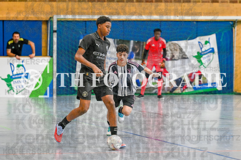 GER, Manchester City - Juventus, Fussball, U14 Hallenturnier, PS-Immo-Cup 2026, 18.01.2026 | City, Juventus