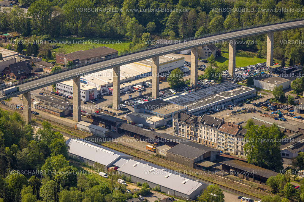 Hagen240504324 | Luftbild, Brücke Volmeabstieg zur Bundesstraße B54, Landesstraße L693, Gewerbegebiet Delsterner Straße, Eilpe, Hagen, Ruhrgebiet, Nordrhein-Westfalen, Deutschland