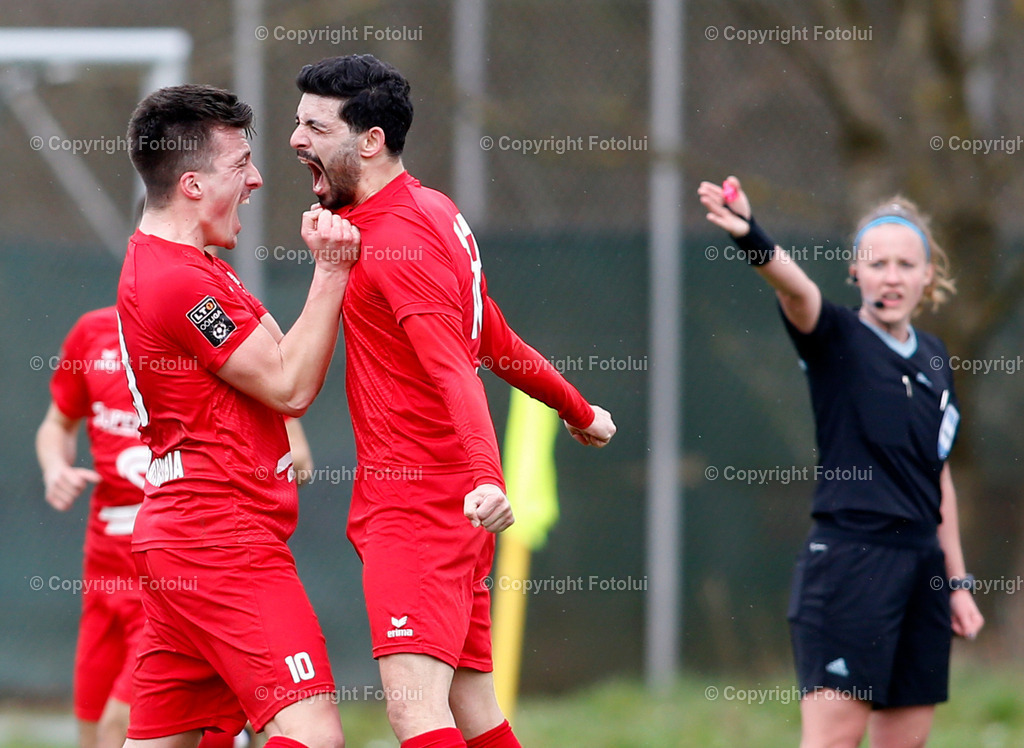 A_LUI_01042023_35 | SPORT,FUSSBALL ,LT1 OOELIGA ASKOE OEDT-UNION EDELWEISS LINZ 01.04.2023 IM BILD:LUKAS PAULIK UND TORSCHUETZE BUENYAMIN KARATAS(BEIDE OEDT) BEIM JUBEL   FOTO:FOTOLUI