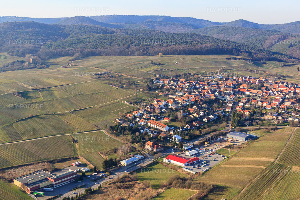 Luftbild: Zollheisel und Penny an der Rte de Schweigen im Ortsteil Schweigen in Schweigen-Rechtenbach im Bundesland Rheinland-Pfalz in Deutschland. Foto: IMG_62324.jpg vom 24.02.2014 durch Werner Riehm/FLY-FOTO.deAuflösung des Originals: 4752 x 3168 px