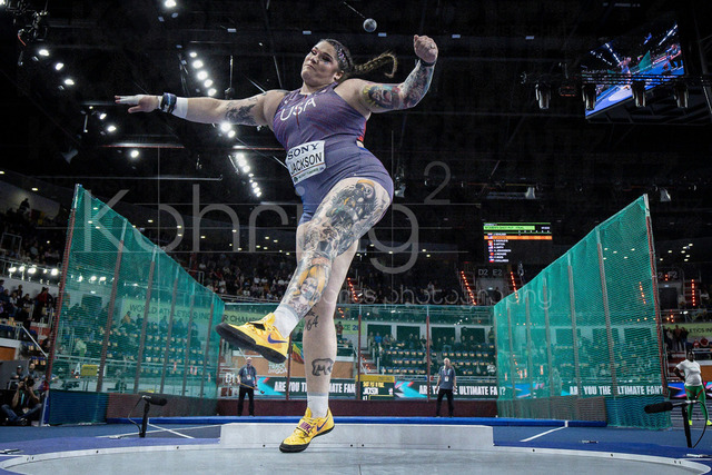 World Athletics Indoor Championships Kujawy Pomorze 26, 20.03.2026 | TORUN, POLAND - MARCH 20:  Chase JACKSON (USA) competes in the women's shot put during the World Athletics Indoor Championships Kujawy Pomorze 26 on day 1 / session 2 at Kujawsko-Pomorska Arena Torun on March 20, 2026 in Torun, Poland. 
