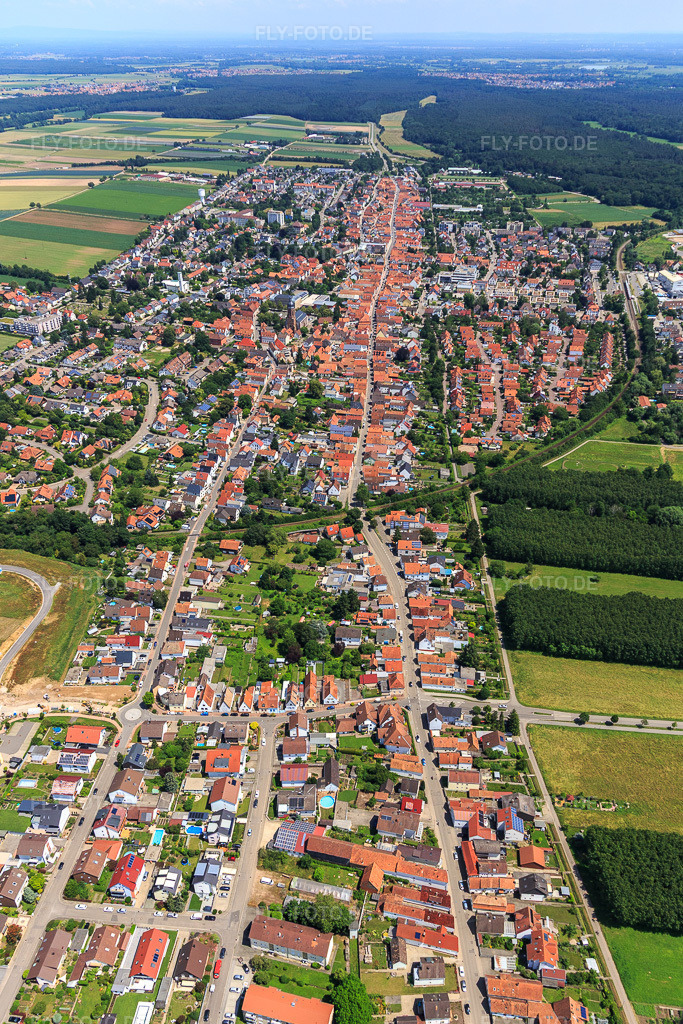 Luftbild: Stadtansicht aus Westen in Kandel im Bundesland Rheinland-Pfalz in Deutschland. Foto: IMG_127261.jpg vom 26.06.2021 durch Werner Riehm/FLY-FOTO.de