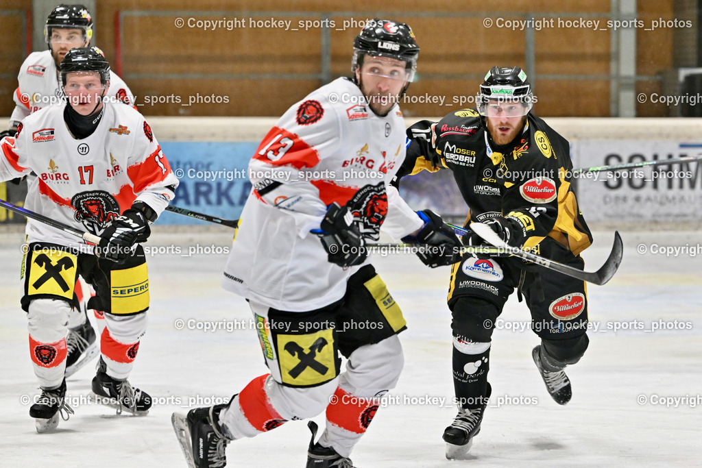 EC MET PHOTOVOLTAIK HORNETS SPITTAL vs. EV ZELTWEG MURTAL LIONS | #13 Schiech Thomas EV ZELTWEG MURTAL LIONS, #17 Logar Miha EV ZELTWEG MURTAL LIONS, #12 Glavic Gasper EC Hornets Spittal, EC MET PHOTOVOLTAIK HORNETS SPITTAL vs. EV ZELTWEG MURTAL LIONS, EC MET PHOTOVOLTAIK HORNETS SPITTAL vs. EV ZELTWEG MURTAL LIONS am 08.02.2026 in Spittal an der Drau (Eissportzentrum Spittal), Austria, (Photo by Bernd Stefan)