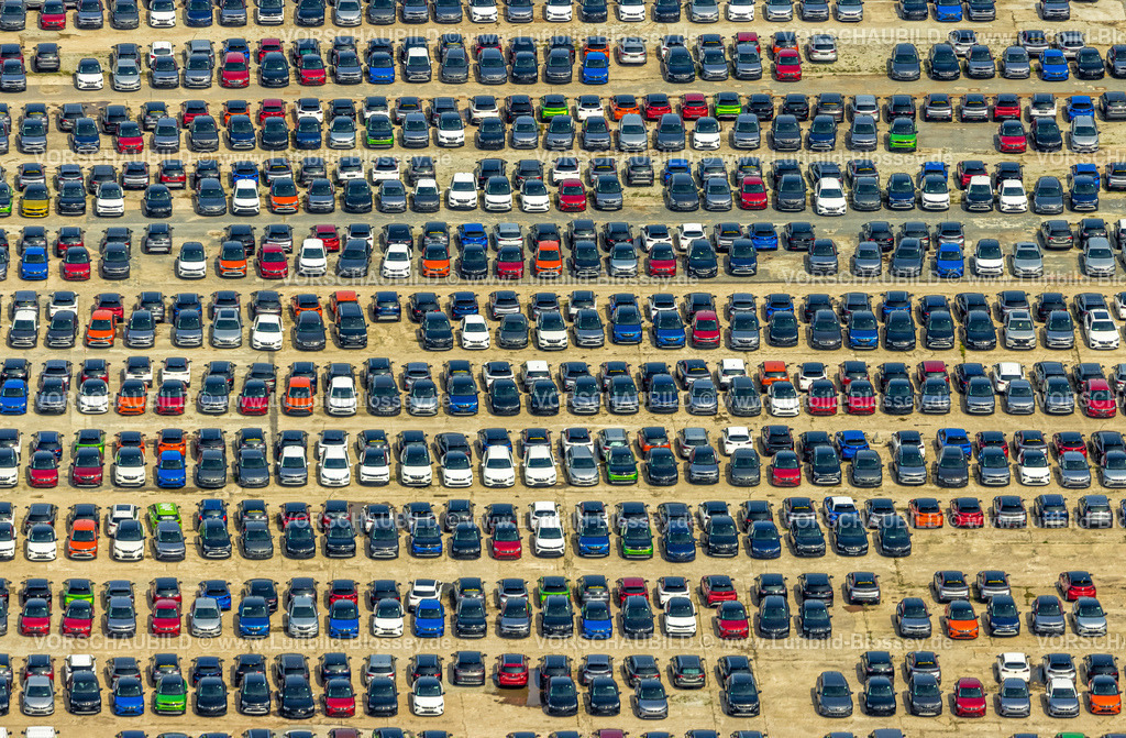 Bochum230403766 | Luftbild, Formen und Farben, Parkplätze am Opel Warehouse, Langendreer, Bochum, Ruhrgebiet, Nordrhein-Westfalen, Deutschland