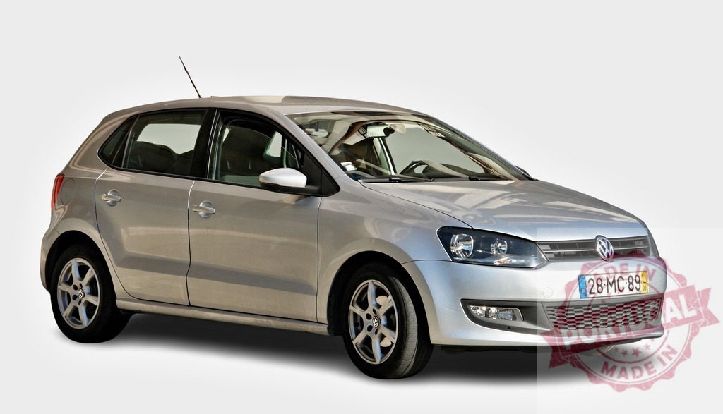 Silver Volkswagen Polo Hatchback Showing Modern Design | Studio shot of a silver Volkswagen Polo showcasing its modern and sleek hatchback design - Realisiert mit Pictrs.com