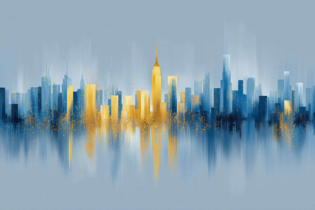 2606009 - Abstrakte New York Skyline | Abstrakte New York Skyline in grauen und goldenen Farbtönen.