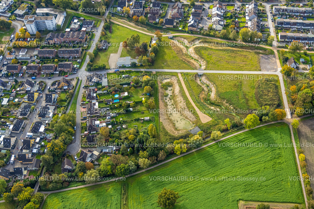 Hamm241015025 | Luftbild, Renaturierung Erlenbach zwischen Mennenkamp und Geithe, Bauarbeiten Lippeverband, Uentrop, Hamm, Ruhrgebiet, Nordrhein-Westfalen, Deutschland