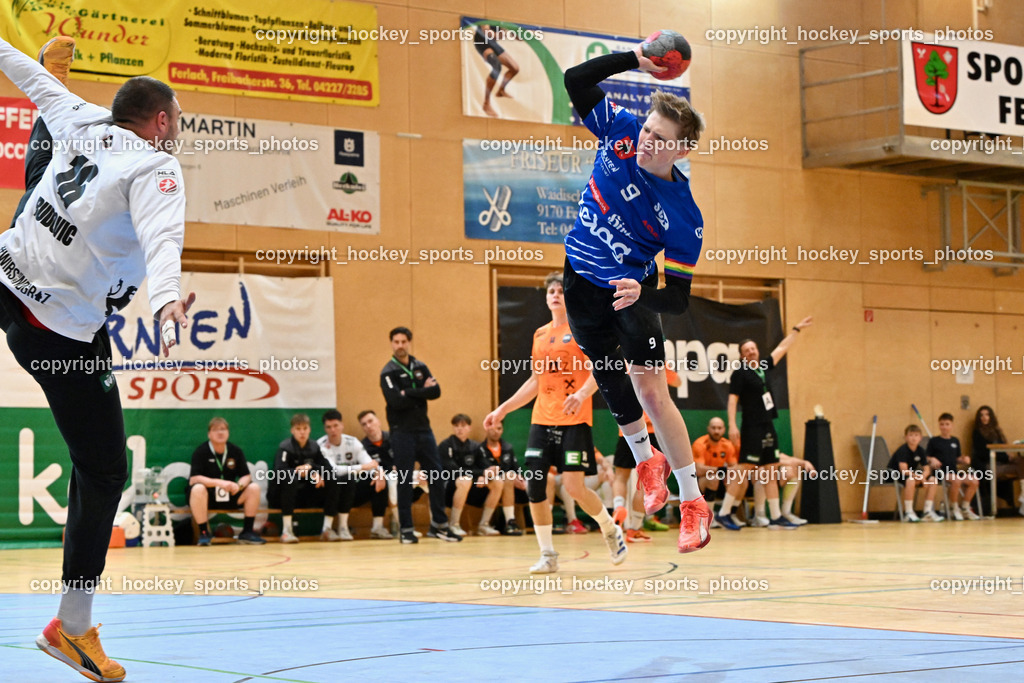 SC Ferlach vs. HSG Holding Graz | #9 SAGER Nico SC Ferlach, #16 BUDOVIC Jovo HSG Graz, SC Ferlach vs. HSG Holding Graz, SC Ferlach vs. HSG Holding Graz am 24.05.2025 in Ferlach (Ballspielhalle Ferlach), Austria, (Photo by Bernd Stefan)