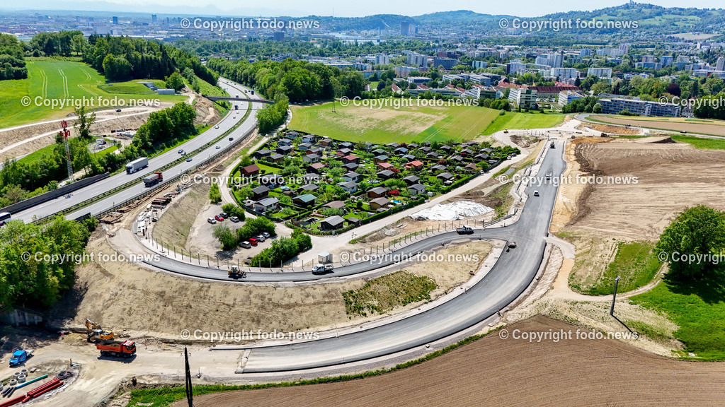 Auhof_ Kleingartenanlage_ 30.04.2024-15 | 30.04.2024, Linz, AUT, Kleingartenlage Auhof, im Bild Auhof, Kleingartenanlage, Baustelle Halbanschlussstelle, Universitaet, Drohne