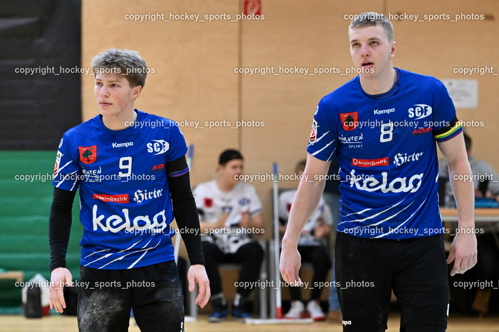 SC Ferlach vs. FÖRTHOF UHK KREMS | #9 SAGER Nico SC Ferlach, #8 KNAPP Simon SC Ferlach, SC Ferlach vs. FÖRTHOF UHK KREMS, SC Ferlach vs. FÖRTHOF UHK KREMS am 08.02.2025 in Ferlach (Ballspielhalle Ferlach), Austria, (Photo by Bernd Stefan)