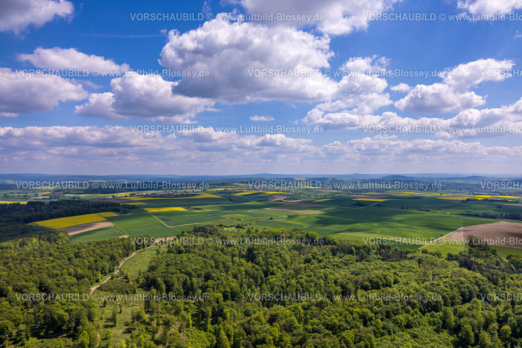 Borgentreich240504913Feldlandschaft | Luftbild, Wald und Wiesen Feldlandschaft, Fernsicht mit blauem Himmel und Wolken, Windräder im Hintergrund, Erkeln, Brakel, Ostwestfalen, Nordrhein-Westfalen, Deutschland