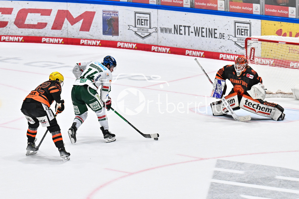 Löwen Frankfurt - Augsburger Panther | FRANKFURT, GERMANY - 19. DECEMBER: in dieser Szene erzielt D. J. BUSDEKER (Augsburger Panther 14) den Siegtreffer zum 3-4 in der Verlängerung / Tor / Torschuetze / Freude / Happy während dem Match zwischen den Löwen Frankfurt und den Augsburger Panthern am 29. Spieltag der Penny DEL in der Eissporthalle Frankfurt