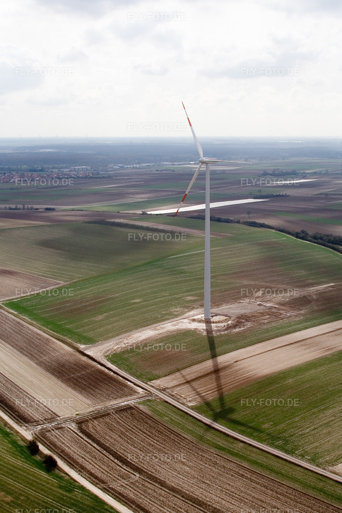 Luftbild: Windkraftanlagen in Ottersheim bei Landau im Bundesland Rheinland-Pfalz in Deutschland. Foto: IMG_9775.jpg vom 15.03.2008 durch Werner Riehm/FLY-FOTO.de