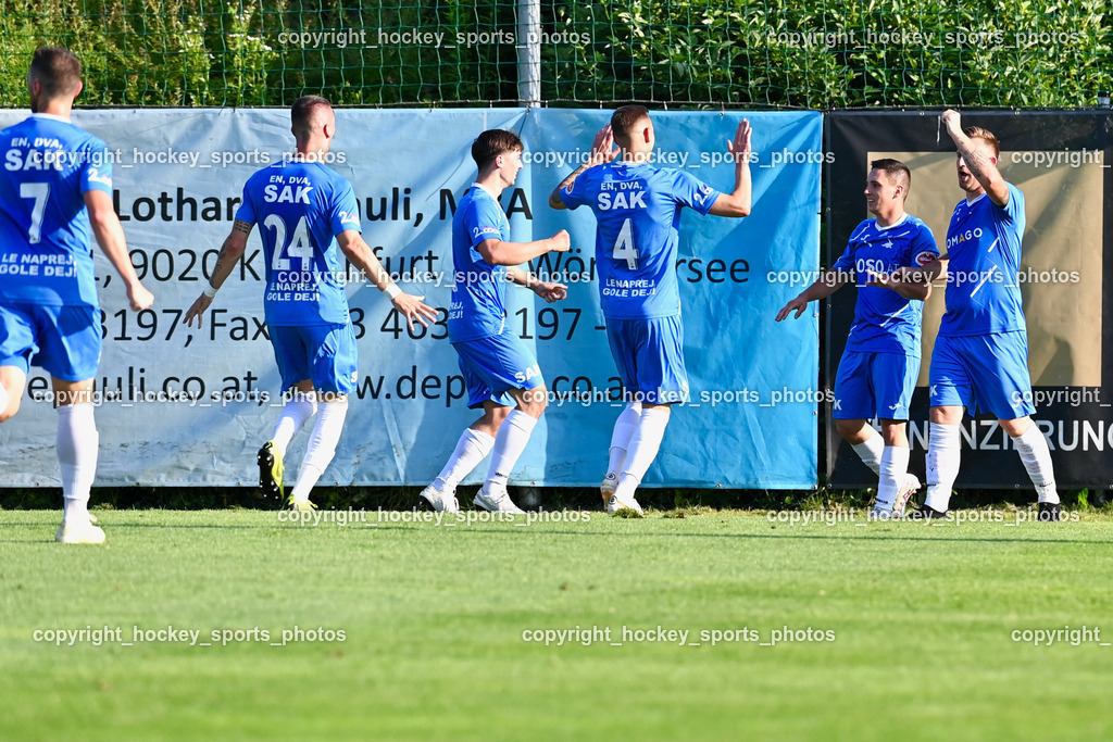 SAK vs. SV Dellach Gail 17.6.2023 | Jubel SAK Mannschaft, Filip Skerl, #20 Luka Vukovic, #22 Darijo Biscan
