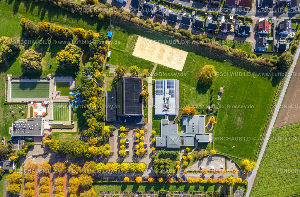 Hamm221003222 | Luftbild, Franz-Voß-Halle, HSC 08 Hammer SportClub 2008, Sport-Kita Grashüpfer, Freibad Süd, Herbstfarben, Rhynern, Hamm, Ruhrgebiet, Nordrhein-Westfalen, Deutschland