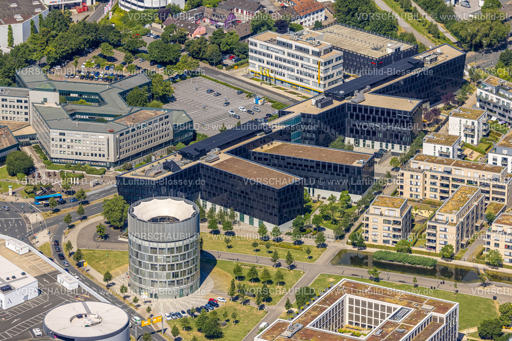 Essen230703083 | Luftbild, Funke Kiosk Turm, Funke Mediengruppe Gebäude, Westviertel, Essen, Ruhrgebiet, Nordrhein-Westfalen, Deutschland