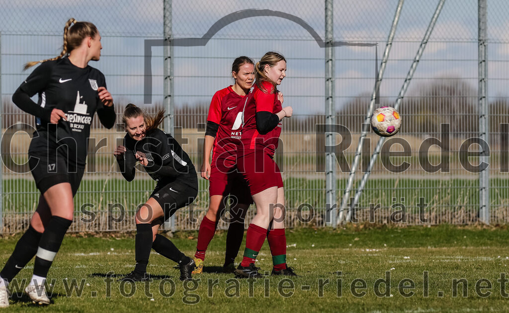 2024-02-25_045_FC_Schwaig_gegen_TSV_Eching | Oberding, Deutschland, 25.02.2024:
Fußball, Bezirksliga 2023 / 2024, Testspiel, FC Schwaig gegen TSV Eching, Endergebnis: 0:5

Elise Lutz (TSV Eching, #5), Anna-Lena Beer (TSV Eching, #7), Christina Lommer (FC Schwaig, #7), Rebecca Wirl (FC Schwaig, #4)

Foto: Christian Riedel / fotografie-riedel.net