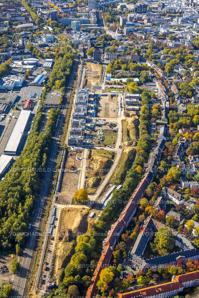 Dortmund221000350 | Luftbild, Baustelle Kronprinzenviertel für Neubau von Wohnungen, Am Wasserturm Südbahnhof, Westfalendamm, Dortmund, Ruhrgebiet, Nordrhein-Westfalen, Deutschland