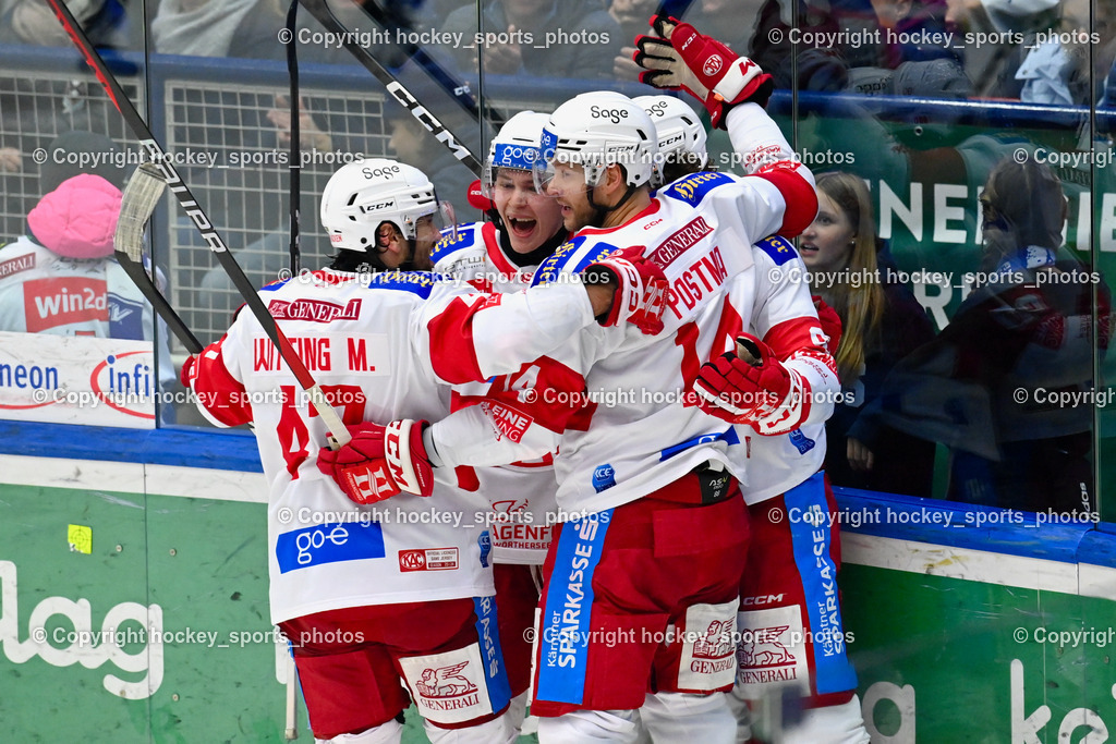 EC IDM Wärmepumpen VSV vs. EC KAC 10.12.202 | Jubel EC KAC Mannschaft, #47 Witting Marcel, #81 van Ee Finn, #14 Postma Paul
