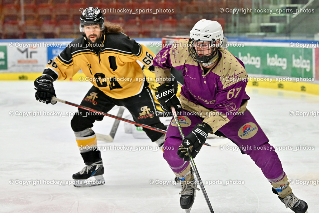 EC Kellerberg vs. EC Arnoldstein | #87 Tischner Julian EC Kellerberg, #66 Galli Guido EC Arnoldstein, EC Kellerberg vs. EC Arnoldstein, EC Kellerberg vs. EC Arnoldstein am 03.02.2025 in Villach (Stadthalle Villach), Austria, (Photo by Bernd Stefan)