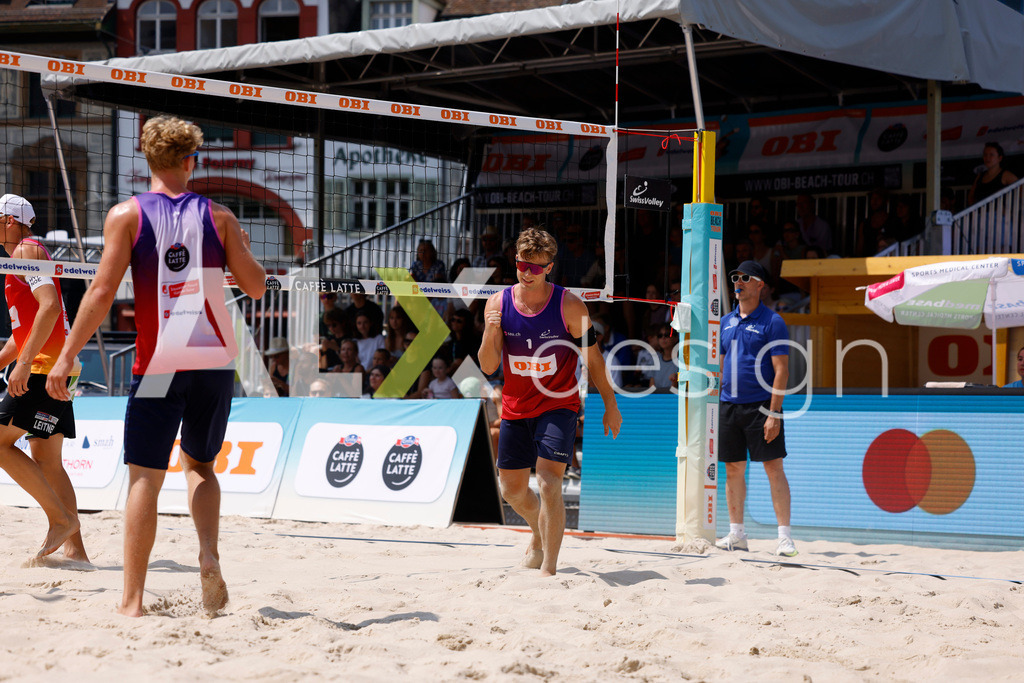 Obi BeachTour 2026 - Basel | BASEL, SWITZERLAND - JULY 19: FLORIAN BREER (SUI) and MATHIS KÄLIN (SUI) during the Obi BeachTour 2026 match between LEITNER / KINDL (AUT) and BREER / KÄLIN (SUI) at Barfüsserplatz on July 19, 2026 in Basel, Switzerland. - Realisiert mit Pictrs.com
