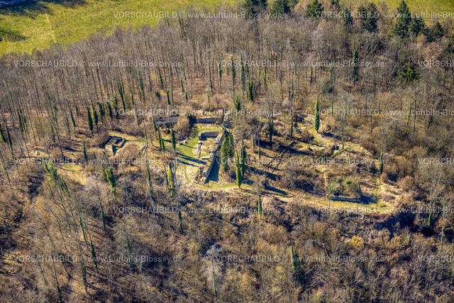 Arnsberg250305442 | Luftbild, Ruine Rüdenburg, auch Alte Grafenburg, Waldgebiet, Arnsberg, Sauerland, Nordrhein-Westfalen, Deutschland