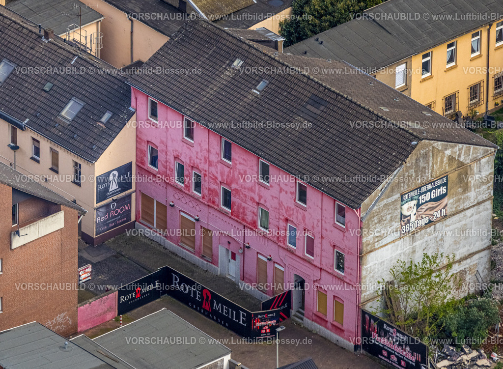 Oberhausen240401084 | Luftbild, Rotlichtviertel Rote Meile Flaßhofstraße Innenstadt, Oberhausen, Ruhrgebiet, Nordrhein-Westfalen, Deutschland