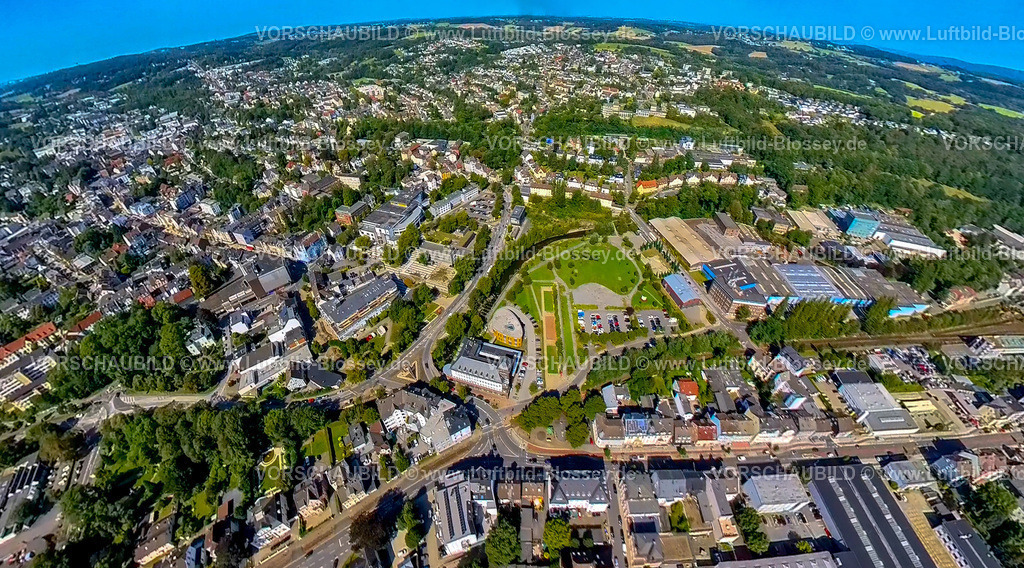 Gevelsberg240890820Rathaus_VendomerPlatz_Ennepebogen | Luftbild, Ennepebogen Park im Zentrum mit Fluss Ennepe, Vendomer Platz, Erdkugel, Fisheye Aufnahme, Fischaugen Aufnahme, 360 Grad Aufnahme, tiny world, little planet, fisheye Bild, , Gevelsberg, Ruhrgebiet, Nordrhein-Westfalen, Deutschland