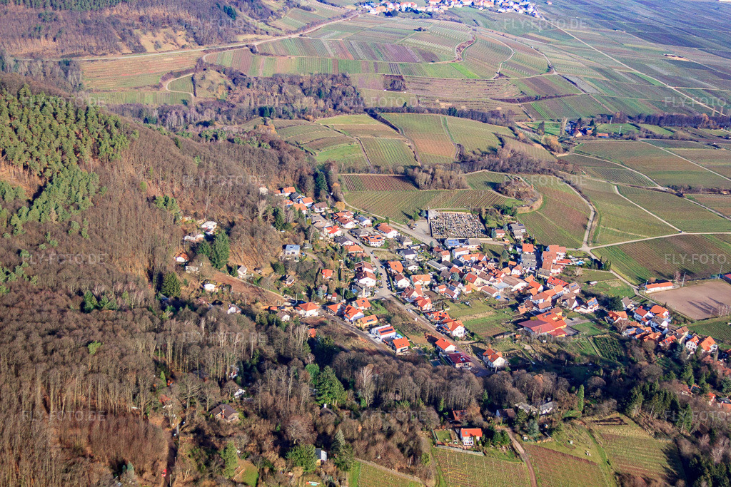 Luftbild: Waldstr in Burrweiler im Bundesland Rheinland-Pfalz in Deutschland. Foto: IMG_61619.jpg vom 18.01.2014 durch Werner Riehm/FLY-FOTO.de