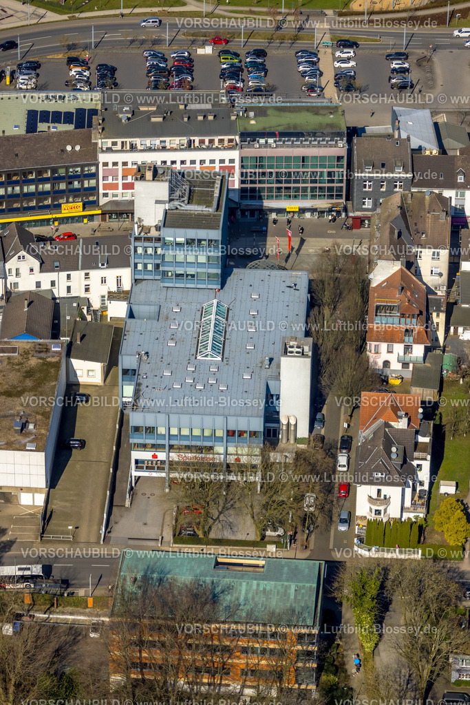 Heiligenhaus240302043 | Luftbild, Kreissparkasse Gebäude in der Innenstadt, Leubeck, Heiligenhaus, Ruhrgebiet, Nordrhein-Westfalen, Deutschland