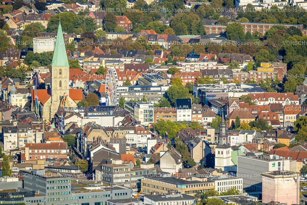 Hamm250904631 | Luftbild, evang. Pauluskirche und Stadtfest mit Riesenrad, Mitte, Hamm, Ruhrgebiet, Nordrhein-Westfalen, Deutschland