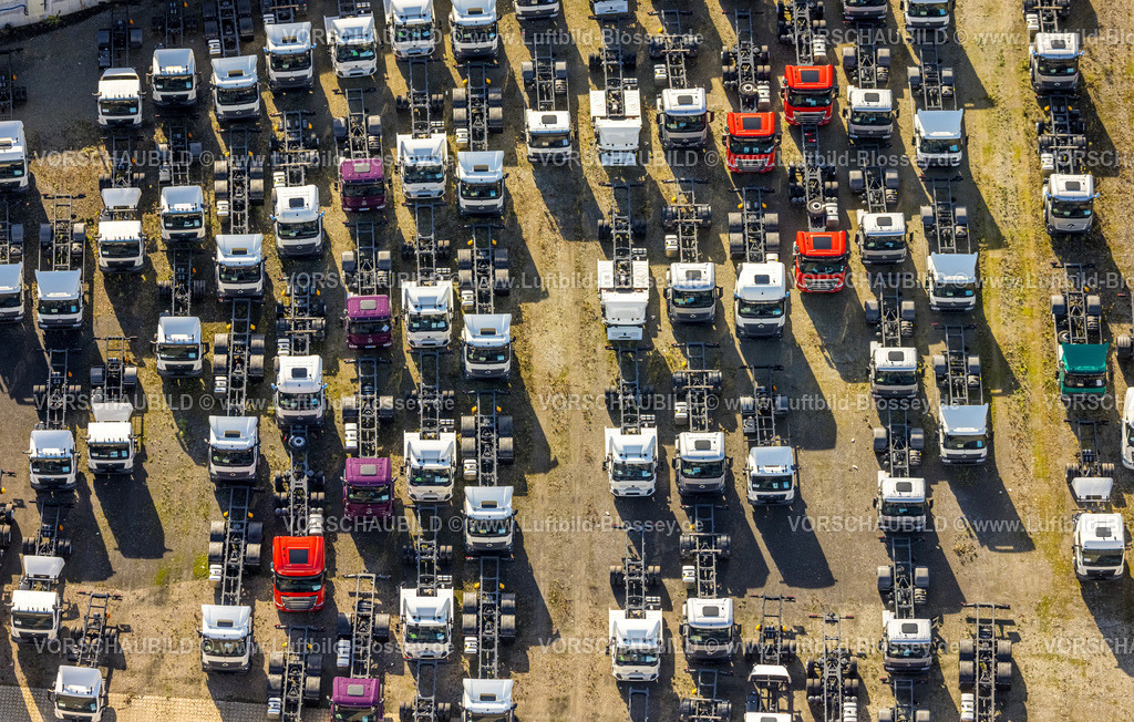 Selm241011376 | Luftbild, LKW Standplatz, Wüllhorst Fahrzeugbau, Formen und Farben, Bork, Selm, Münsterland, Nordrhein-Westfalen, Deutschland