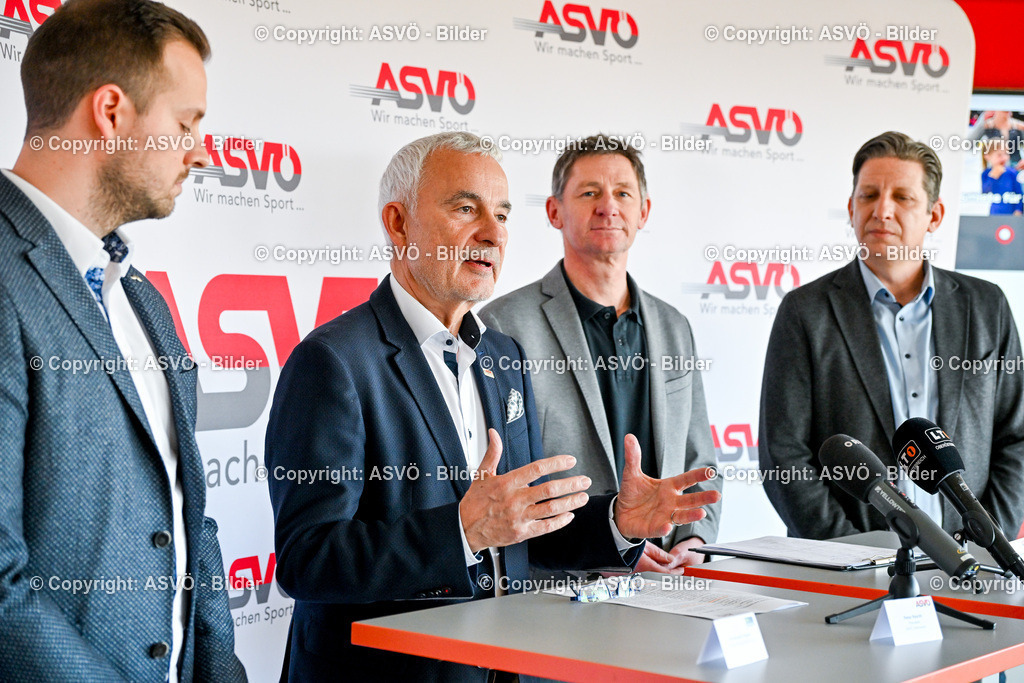 ASVÖ_ Pressekonferenz Spendentool_ 05.03.2026-23 | 05.03.2026, GRAZ, AUT, ASVÖ, Pressekonferenz Spendentool, Wie ermöglichen Spenden, im Bild Christoph Högler (FanInvest), Peter Reichl (Präsident ASVÖ Österreich), Björn Lobenwein (Obmann Dynamo Sport), Michael Horvath, (Vize Präsident ASVÖ Steiermark)© ASVÖ Steiermark/Dostal - Realisiert mit Pictrs.com