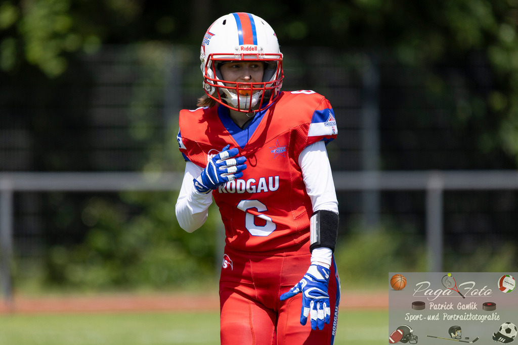 GFLW 1: German Football League Women 1: Rodgau Pioneers Ladies - Stuttgart Scorpions Sisters, 07.06.2026 | Lara Konrath (Rodgau Pioneers Ladies #6), Freisteller, Portrait / Porträt, Rodgau Pioneers Ladies - Stuttgart Scorpions Sisters, Rodgau, Maingau-Energie-Stadion "Am Weichsee", 7.6.2026 - Realisiert mit Pictrs.com