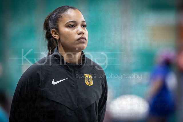 World Athletics Indoor Championships Kujawy Pomorze 26, 20.03.2026 | TORUN, POLAND - MARCH 20:  Yemisi OGUNLEYE (GER) before the women's shot put during the World Athletics Indoor Championships Kujawy Pomorze 26 on day 1 / session 2 at Kujawsko-Pomorska Arena Torun on March 20, 2026 in Torun, Poland. 