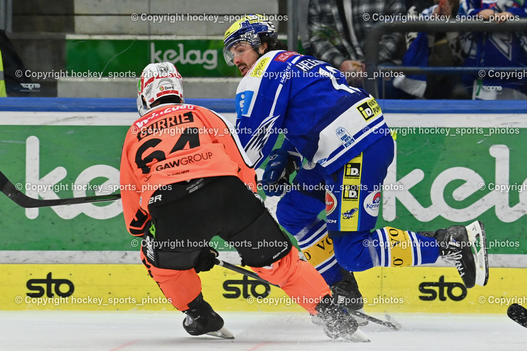 EC IDM WÄRMEPUMPEN VSV vs. MOSER MEDICAL GRAZ99ERS | #64 Josh Currie Graz 99ers, #13 Adam Helewka EC VSV, EC IDM WÄRMEPUMPEN VSV vs. MOSER MEDICAL GRAZ99ERS, EC IDM WÄRMEPUMPEN VSV vs. MOSER MEDICAL GRAZ99ERS am 17.03.2026 in Villach (Stadthalle Villach), Austria, (Photo by Bernd Stefan)