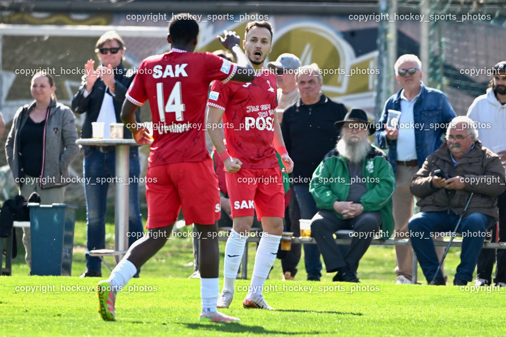 SV Donau Klagenfurt vs. SAK | Jubel SAK, #14 Andre Le Prince Chedjou Fonkou SAK, #9 Sinan Samardzic SAK, SV Donau Klagenfurt vs. SAK, SV Donau Klagenfurt vs. SAK am 11.04.2026 in Klagenfurt (Sportplat Donau ), Austria, (Photo by Bernd Stefan)