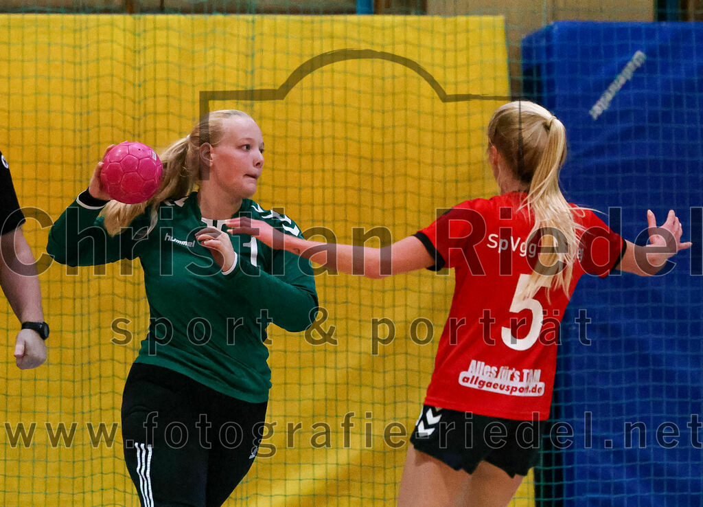 2022-11-05_077_SpVgg_Altenerding_gegen_SpVgg_Erdweg | Erding, Deutschland, 05.11.2022:
Handball, Bezirksoberliga Frauen Altbayern 2022 / 2023, 3. Spieltag, SpVgg Altenerding gegen SpVgg Erdweg, Endergebnis: 27:16

Torfrau Hanna Obermair (SpVgg Altenerding, #1), Monika Thätter (SpVgg Erdweg, #5)

Foto: Christian Riedel / fotografie-riedel.net