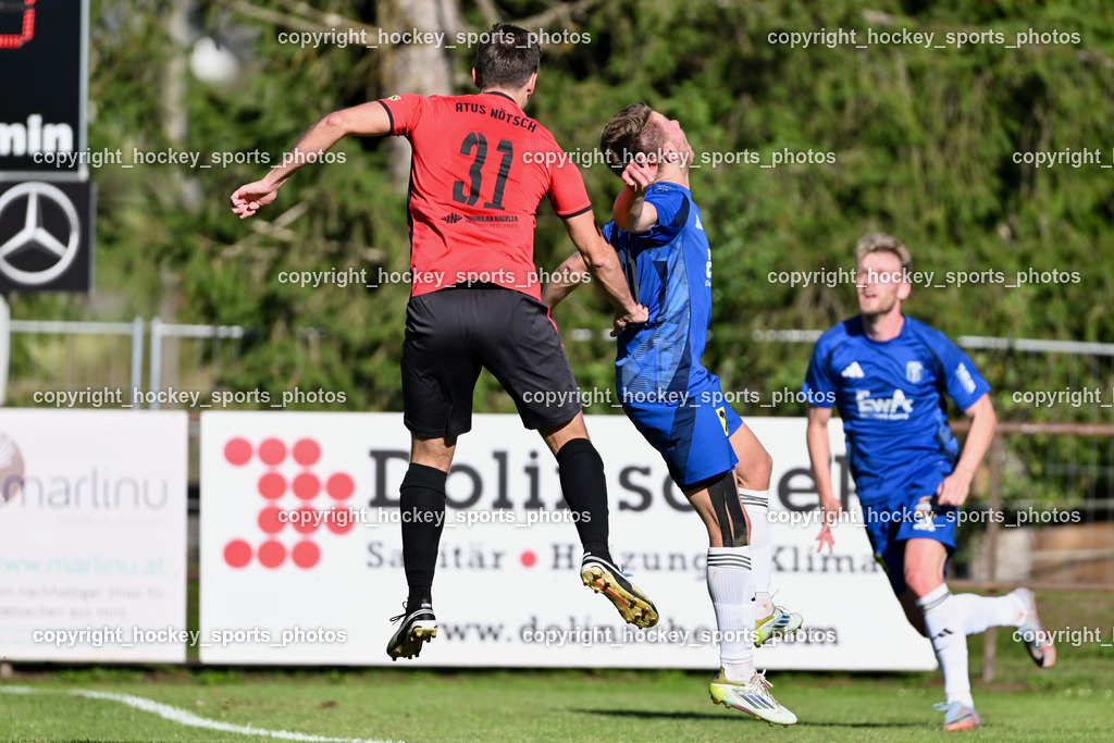 ATUS Nötsch vs. Thal Assling | #31 Jernej Schwarzmann ATUS Nötsch, #27 Marcel Hubert Hecher ATUS Nötsch, Dominik Kofler Thal Assling, ATUS Nötsch vs. Thal Assling, ATUS Nötsch vs. Thal Assling am 31.08.2025 in Nötsch (Dobratsch Arena), Austria, (Photo by Bernd Stefan)