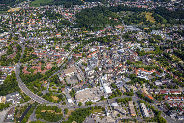 Castrop-Rauxel220706803 | Luftbild, City mit kath. Kirche St. Lambertus, Lambertusplatz, Castrop-Rauxel, Ruhrgebiet, Nordrhein-Westfalen, Deutschland