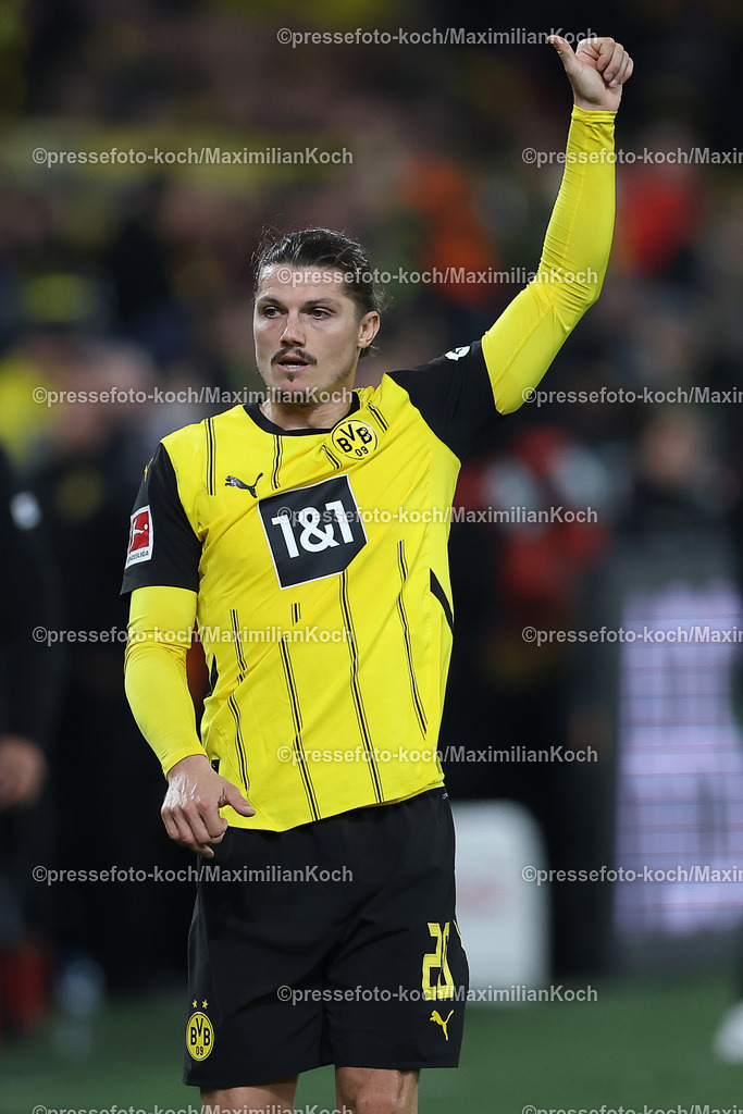 BVB13092401086 | 13.09.2024, 1. Fußball Bundesliga, Borussia Dortmund - 1. FC Heidenheim 1846, Signal Iduna Park, Saison 2024 2025: Marcel Sabitzer (BVB #20) zeigt den Daumen nach Oben gestikulierendDFB regulations prohibit any use of photographs as image sequences and or quasi-video.