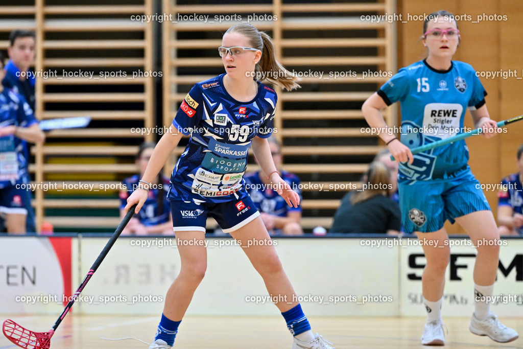 VSV Unihockey Damen vs. FCB München | #59 Emilia Forelli VSV Unihockey, #15 Carla Ford FCB München, VSV Unihockey Damen vs. FCB München, VSV Unihockey Damen vs. FCB München am 24.01.2026 in Villach (Ballspielhalle St. Martin), Austria, (Photo by Bernd Stefan)