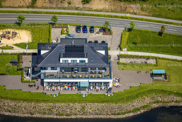 Sundern230505203 | Luftbild, Heimathafen Gastronomie Grote Bäckerei an der Uferpromenade Seestraße am Sorpesee, Amecke, Sundern, Sauerland, Nordrhein-Westfalen, Deutschland