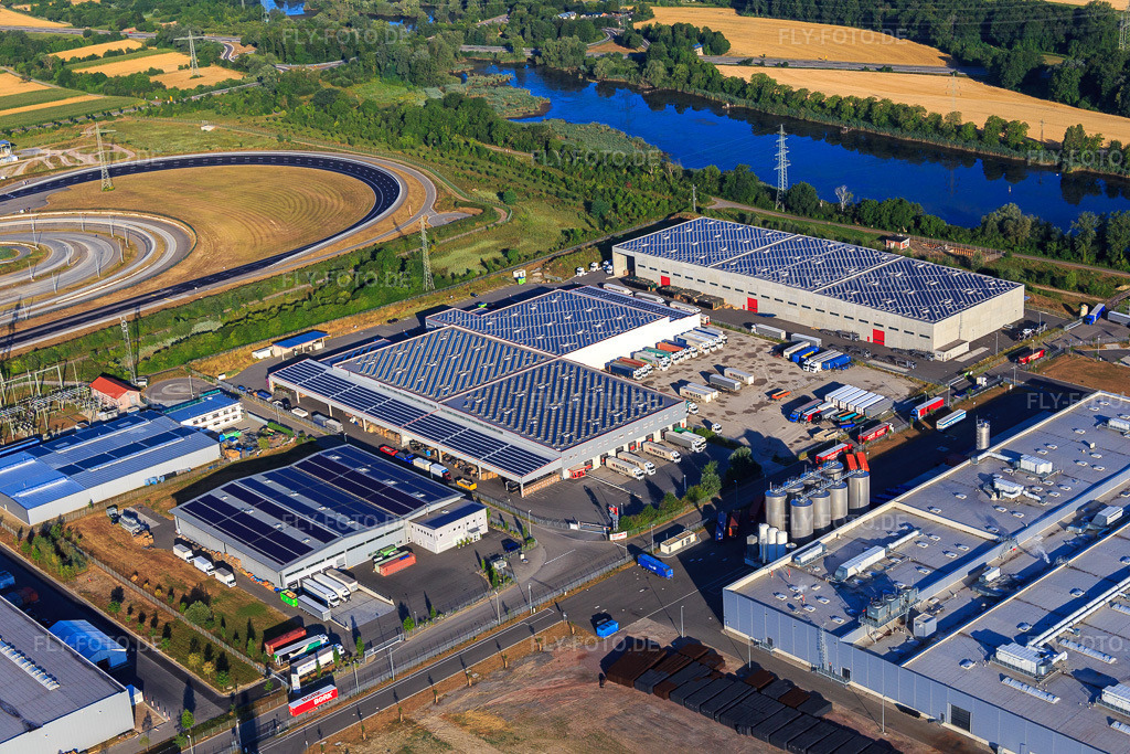 Luftbild: Industriegebiet Oberwald mit WAS Logistics, Com Transporte GmbH und NUSS-Unternehmensgruppe in Wörth am Rhein im Bundesland Rheinland-Pfalz in Deutschland. Foto: IMG_083820.jpg vom 26.07.2015 durch Werner Riehm/FLY-FOTO.deWAS-LOGISTICS.COM