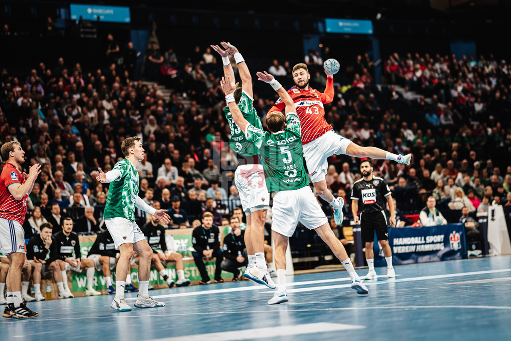 Handball | Männer | Saison 2024/2025 | DAIKIN Handball-Bundesliga | 10. Spieltag || Handball Sport Verein Hamburg vs. Füchse Berlin | 18.11.2024 | Zoran Ilic (#43, Handball Sport Verein Hamburg) beim Wurf aufs Tor